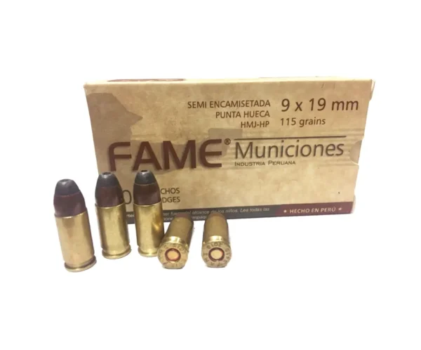 Balas calibre 9mm (PB) FAME 115 gr a Balas calibre 9mm PB FMJ